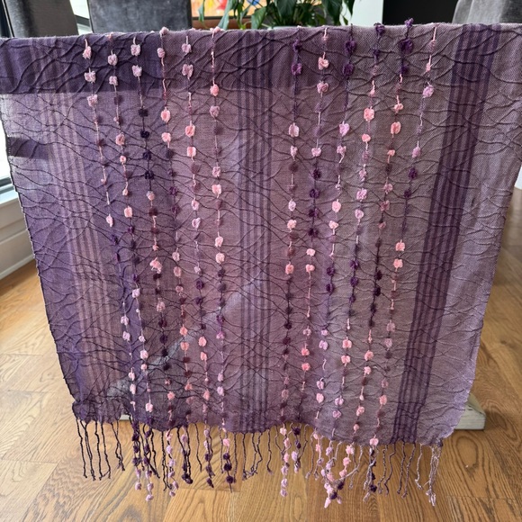 Pier 1 Accessories - Pier 1 boho purple Lavender ombre Knit Scarf table runner shawl fringe